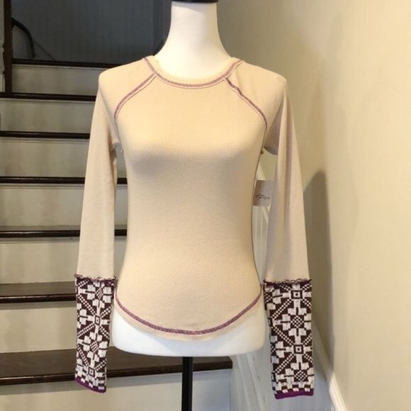 FREE PEOPLE In The Mix Oat Raspberry Reversible Thermal Sweater Knit Cuff XS NWT - Picture 2 of 13